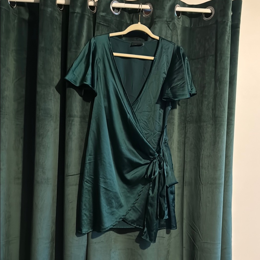 Vici Teal Asymmetrical Wrap Dress